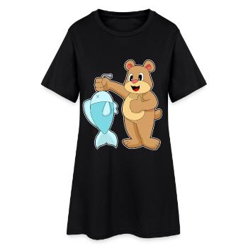 Pêche à la ligne à l’ours Pêche au poisson - Robe T-shirt Femme - noir - Devant