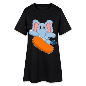 Elephant Snowboarder Snowboard - Women’s T-Shirt Dress - black - Front