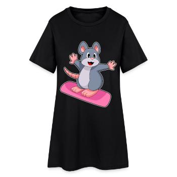 Mouse Snowboarder Snowboard - Women’s T-Shirt Dress - black - Front