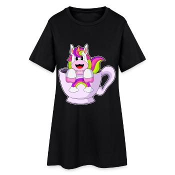 Unicorn Mug Rainbow - Women’s T-Shirt Dress - black - Front