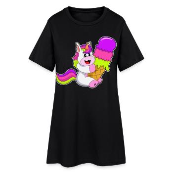 Unicorn Waffle Ice Cream - Women’s T-Shirt Dress - black - Front