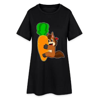 Pferd Karotte - Frauen T-Shirt-Kleid - Schwarz - Vorne