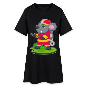 Mouse Firefighter Fire Hose Fire Hose Fire Brigade - Women’s T-Shirt Dress - black - Front