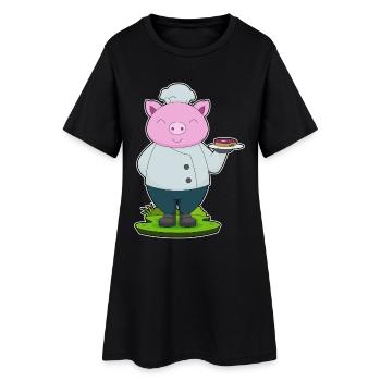 Schwein Koch Fleisch Kochen - Frauen T-Shirt-Kleid - Schwarz - Vorne