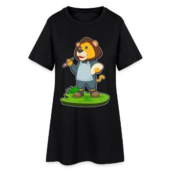 Löwe Maler Pinsel Malen - Frauen T-Shirt-Kleid - Schwarz - Vorne