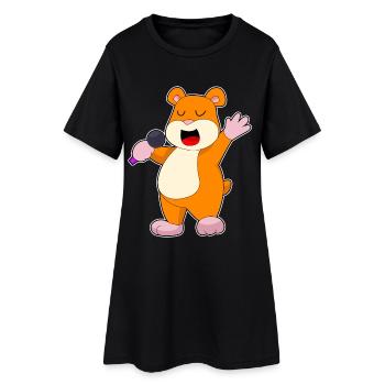 Chanteur de hamster Chant au micro - Robe T-shirt Femme - noir - Devant