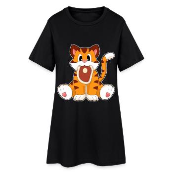 Tiger Fleisch - Frauen T-Shirt-Kleid - Schwarz - Vorne