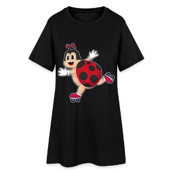 Marienkäfer Inline skating Inline skates - Frauen T-Shirt-Kleid - Schwarz - Vorne