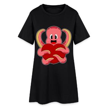 Octopus Heart - Women’s T-Shirt Dress - black - Front
