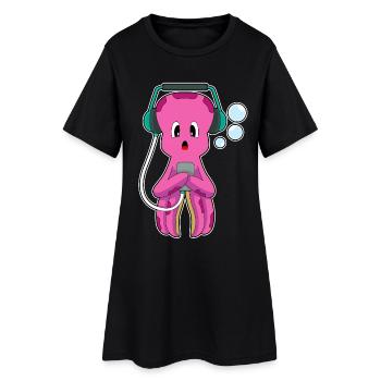 Octopus Headphones Musique - Robe T-shirt Femme - noir - Devant