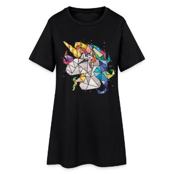 Licorne Arc-en-ciel Chibi Enfant - Robe T-shirt Femme - noir - Devant