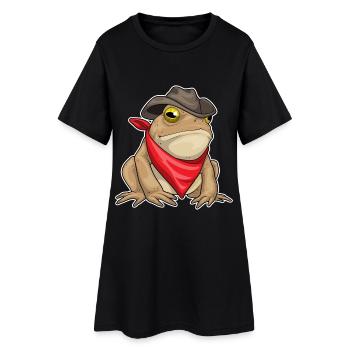 Frog Cowboy Cowboy Hat - Women’s T-Shirt Dress - black - Front