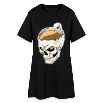 Skull cup of coffee - Women’s T-Shirt Dress - black - Front