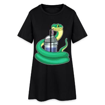 Schlange Bubble Tea - Frauen T-Shirt-Kleid - Schwarz - Vorne