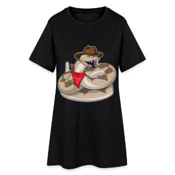 Snake Cowboy Cowboy Hat - Women’s T-Shirt Dress - black - Front