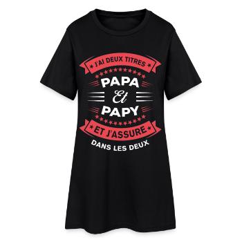 Papa Papy Deux Titres Cadeau Humoristique - Robe T-shirt Femme - noir - Devant