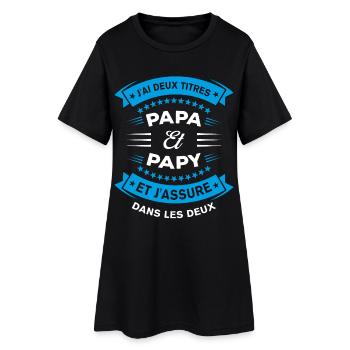 Papa Papy Deux Titres Cadeau Humoristique - Robe T-shirt Femme - noir - Devant