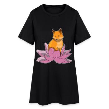 Fleur de lotus renard - Robe T-shirt Femme - noir - Devant