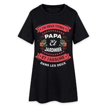 Deux Titres Papa Et Jardinier Cadeau Humour - Robe T-shirt Femme - noir - Devant