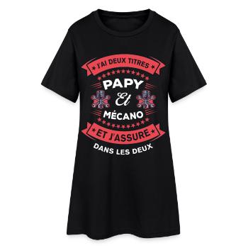 Deux Titres Papy Et Mécano Cadeau Humour - Robe T-shirt Femme - noir - Devant
