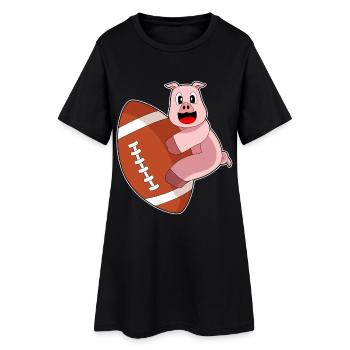 Pig American Football Sports - Women’s T-Shirt Dress - black - Front