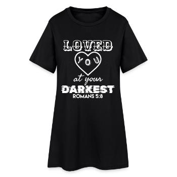 Je t’ai aimé à ton plus sombre. Romains 5:8 - Robe T-shirt Femme - noir - Devant