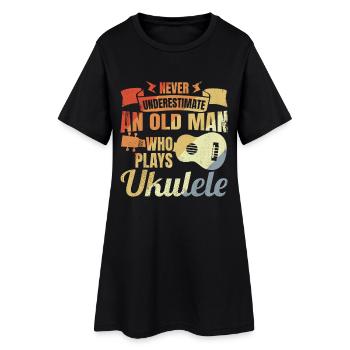 Ukulele Großvater - Frauen T-Shirt-Kleid - Schwarz - Vorne