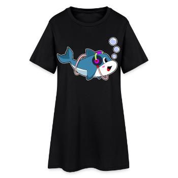 Dolphin Headphones Musique - Robe T-shirt Femme - noir - Devant