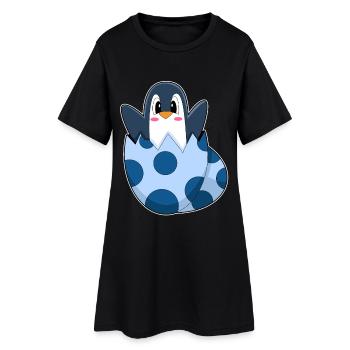 Pinguin Ei - Frauen T-Shirt-Kleid - Schwarz - Vorne