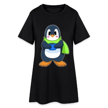 Tasse à café Pingouin - Robe T-shirt Femme - noir - Devant