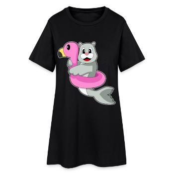Seehund Schwimmen Schwimmring Sommer - Frauen T-Shirt-Kleid - Schwarz - Vorne