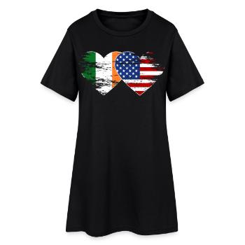 Irlande États-Unis drapeau coeur utilisé - Robe T-shirt Femme - noir - Devant