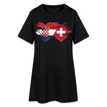 Croatie Suisse drapeau coeur utilisé - Robe T-shirt Femme - noir - Devant