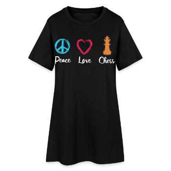Frieden Liebe Schach - Frauen T-Shirt-Kleid - Schwarz - Vorne