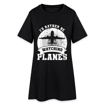 Je préfère regarder les avions - Robe T-shirt Femme - noir - Devant