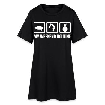 Routine du week-end trampoline - Robe T-shirt Femme - noir - Devant