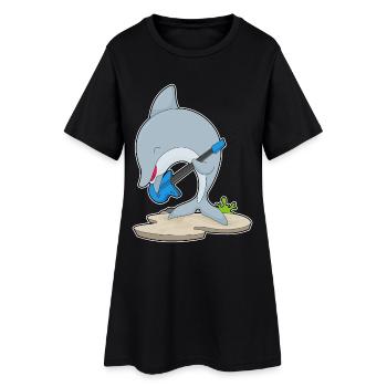 Dolphin Musicien Guitare Musique - Robe T-shirt Femme - noir - Devant