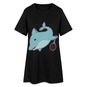 Raquette Tenni Dolphin Tennis - Robe T-shirt Femme - noir - Devant