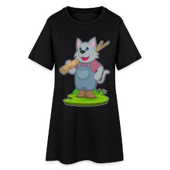 Forêt du bois de bûcherons Cat - Robe T-shirt Femme - noir - Devant