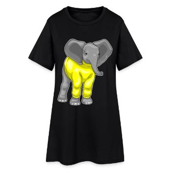Elefant Winter Pullover - Frauen T-Shirt-Kleid - Schwarz - Vorne