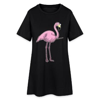 Flamingo Teacher Pointing Stick School - Women’s T-Shirt Dress - black - Front