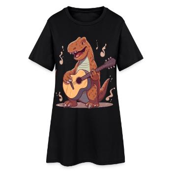 Dinosaure avec guitare pour musiciens - Robe T-shirt Femme - noir - Devant