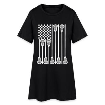 Joueur de crosse patriotique américain - Robe T-shirt Femme - noir - Devant