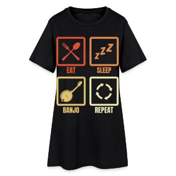 Manger Sommeil Banjo Répéter - Robe T-shirt Femme - noir - Devant