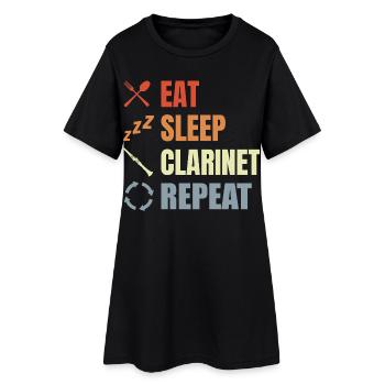 Manger Sommeil Clarinette Répéter - Robe T-shirt Femme - noir - Devant