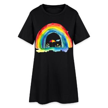Arc-en-ciel - Robe T-shirt Femme - noir - Devant