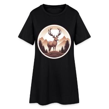 Deer Forest and Mountains - Women’s T-Shirt Dress - black - Front