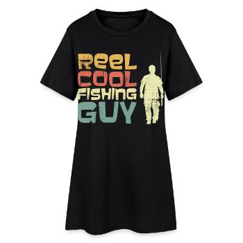 Cooler Angler - Frauen T-Shirt-Kleid - Schwarz - Vorne