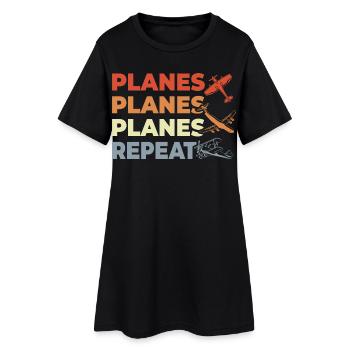 Passionnés d’avions - Robe T-shirt Femme - noir - Devant