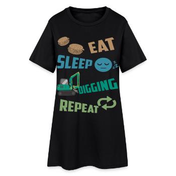 Baggerfahrer - Frauen T-Shirt-Kleid - Schwarz - Vorne